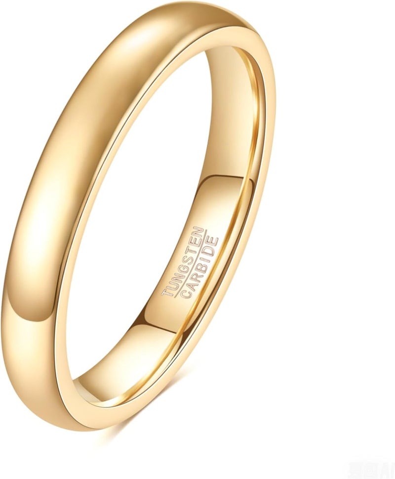 VQYSKO Tungsten Wedding Band Ring for Men Women | 2mm 4mm 6mm 8mm Gold Domed Tungsten Wedding Band Ring for Men Women High Polish Comfort Fit | Size 5-14 - Image 1